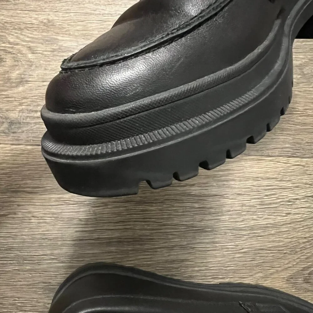 Leather Chunky Penny Loafers - Black - Picture 13 of 14
